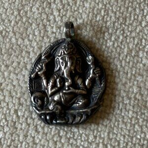 Handmade Silver Ganesh Pendant from Nepal stamped 925